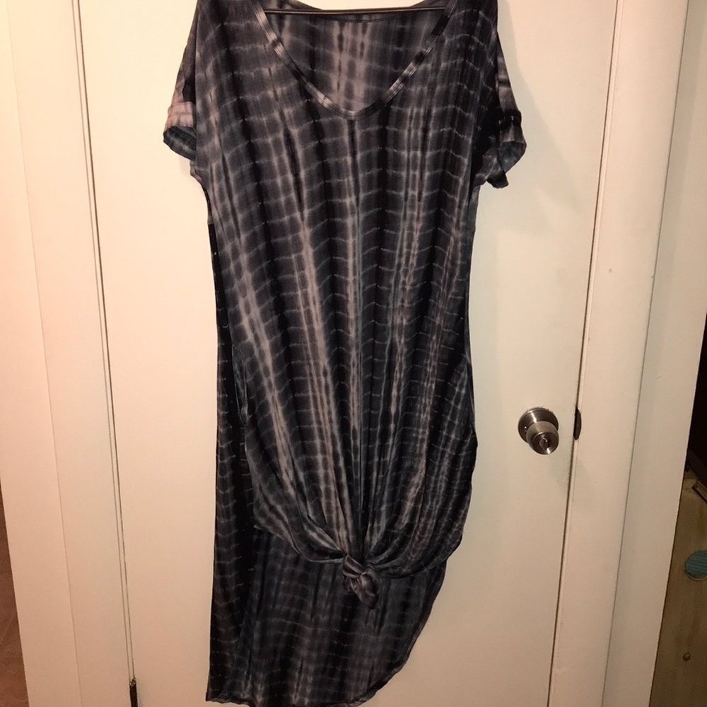 maxi asymmetrical black and grey tye dye dress